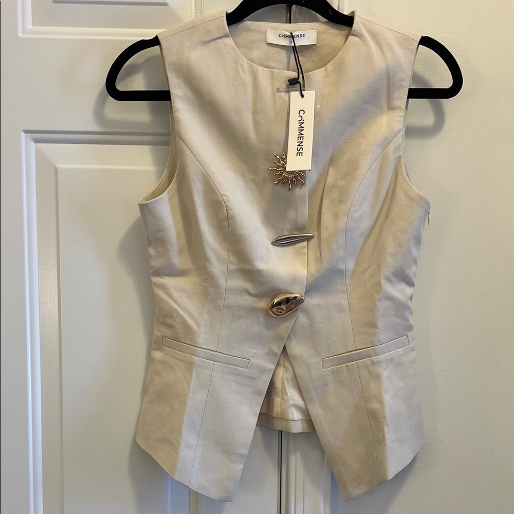 COMMENSE split vest in beige size small